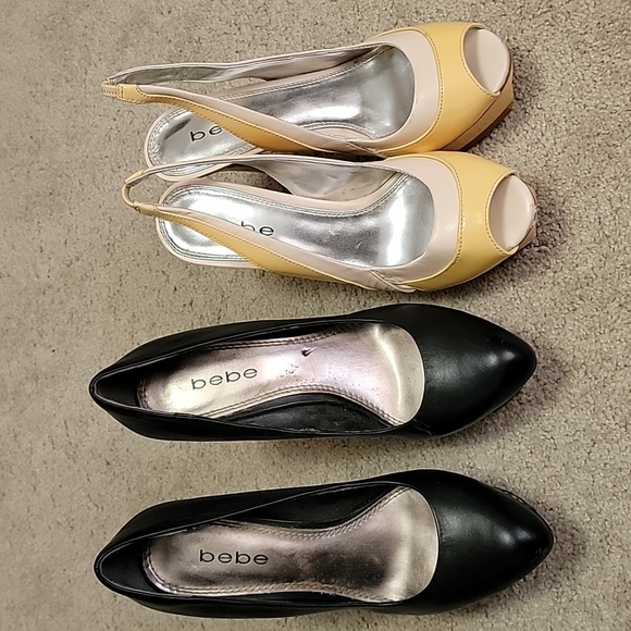 Bebe lot, 2 pairs of platform heels 8M - black, peach - Picture 6 of 6